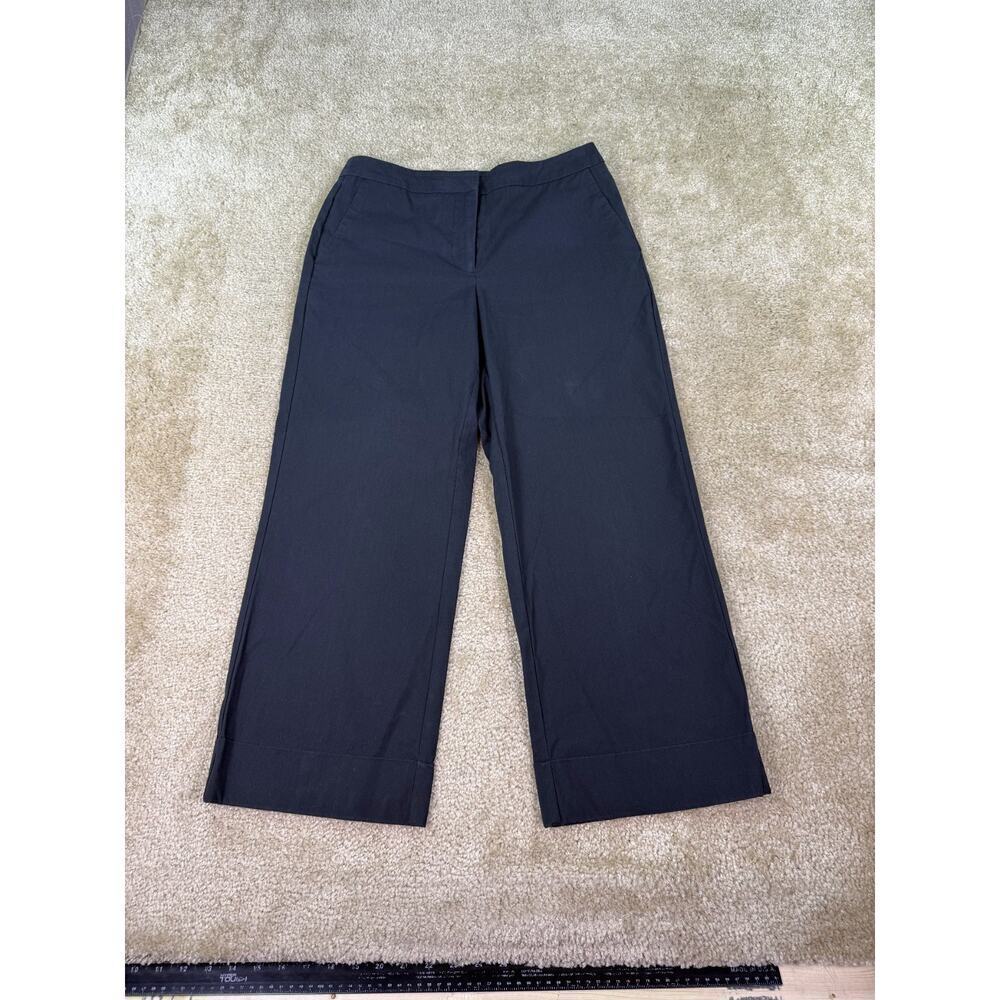 New York Company Pants Women Size 4 Trousers Black Cropped Wide Leg Career B964